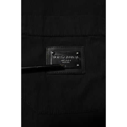 Dolce & Gabbana Black Cotton Short Sleeve Buttoned Casual Shirt