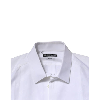 Dolce & Gabbana White Bib Cotton Poplin GOLD Men Formal Shirt