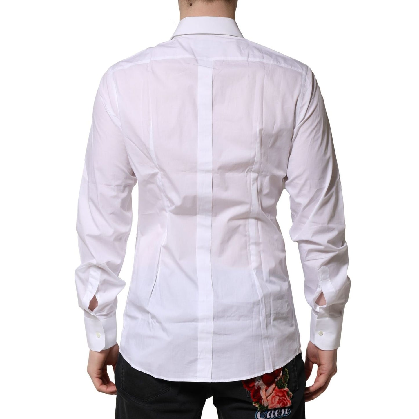 Dolce & Gabbana White Cotton GOLD Long Sleeves Formal Shirt