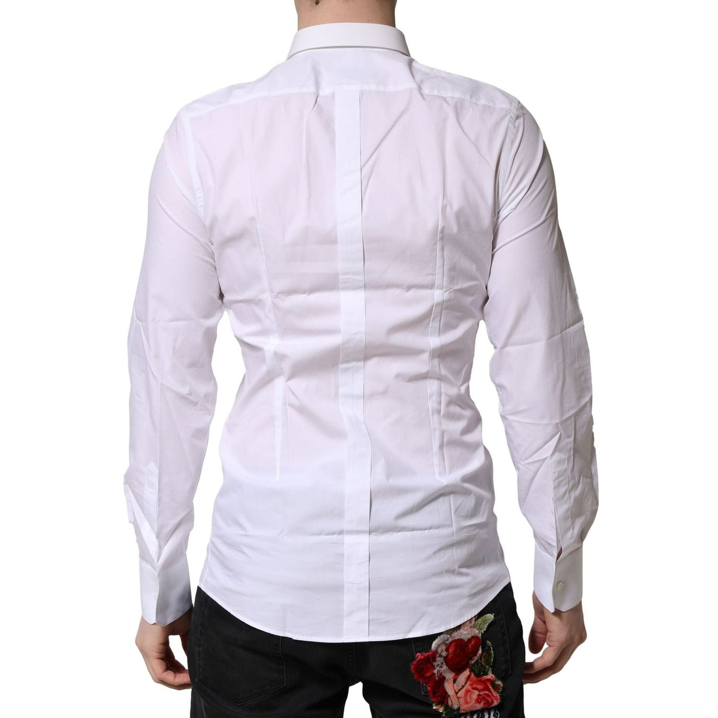 Dolce & Gabbana White Cotton GOLD Long Sleeves Formal Shirt