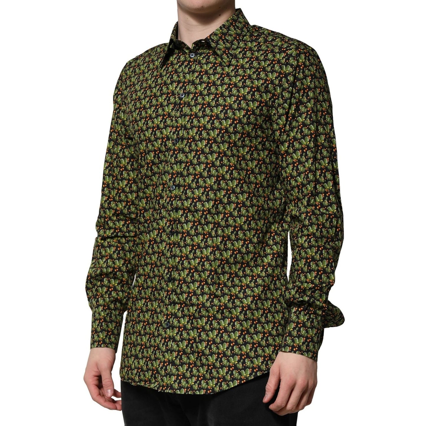 Dolce & Gabbana Multicolor Cotton Cactus GOLD Men Formal Shirt