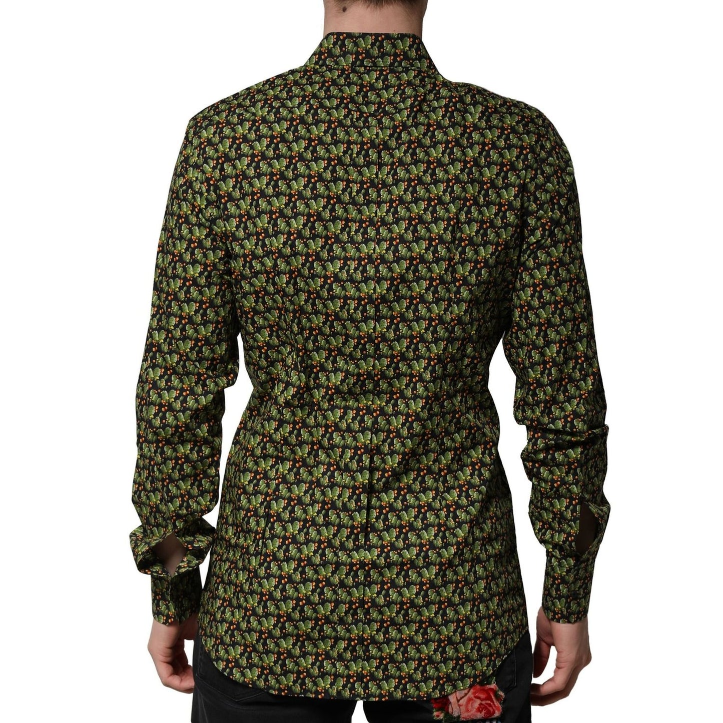 Dolce & Gabbana Multicolor Cotton Cactus GOLD Men Formal Shirt