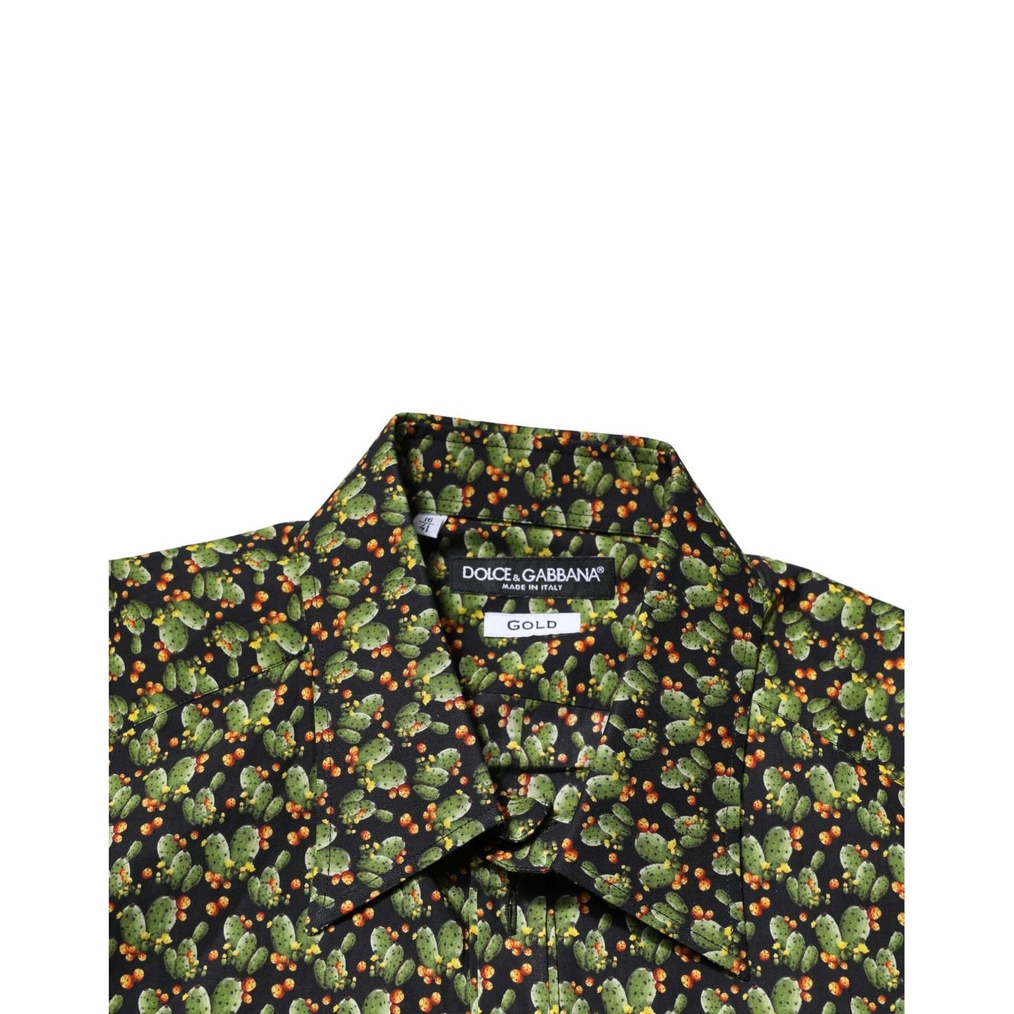 Dolce & Gabbana Multicolor Cotton Cactus GOLD Men Formal Shirt