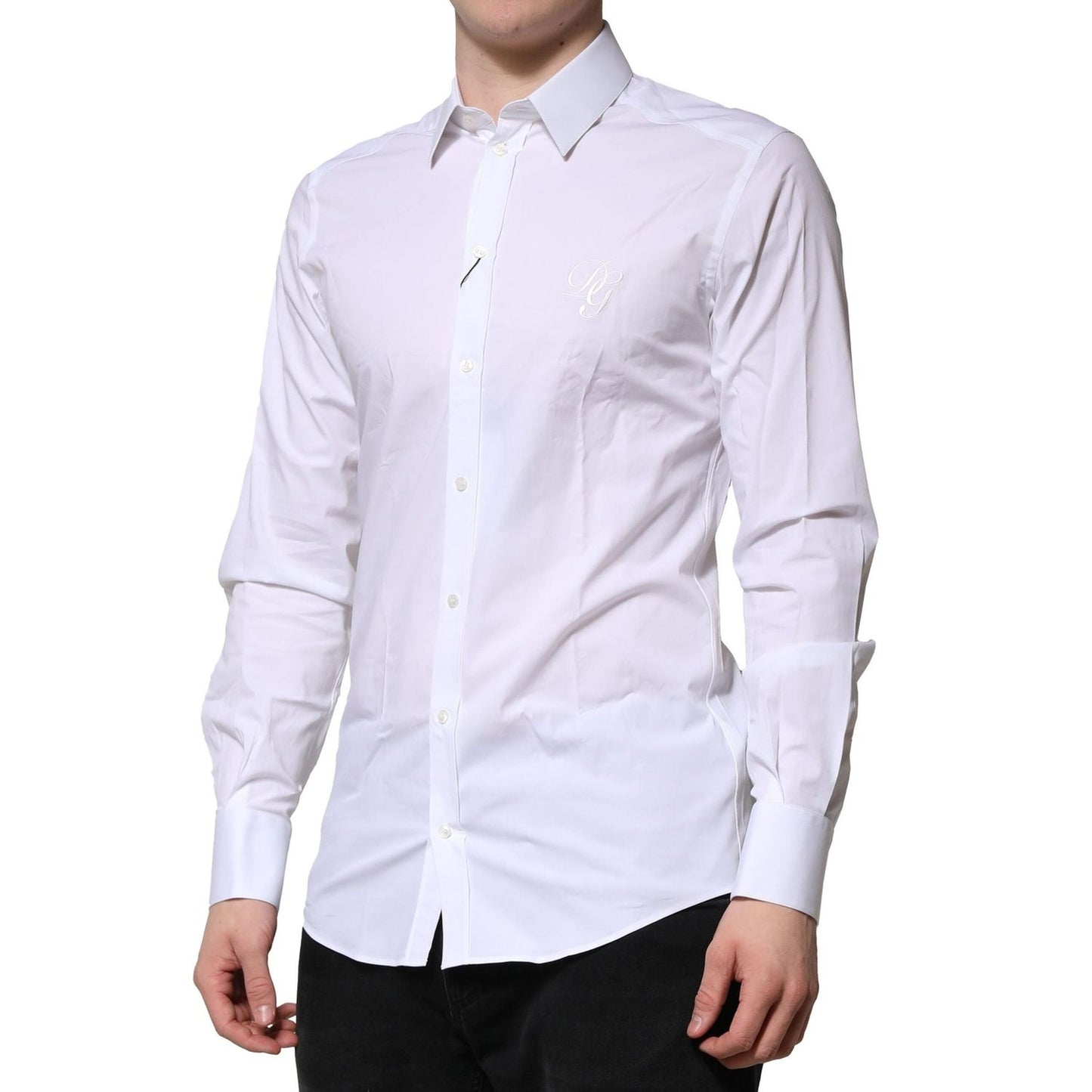 Dolce & Gabbana White Cotton GOLD Long Sleeves Formal Shirt