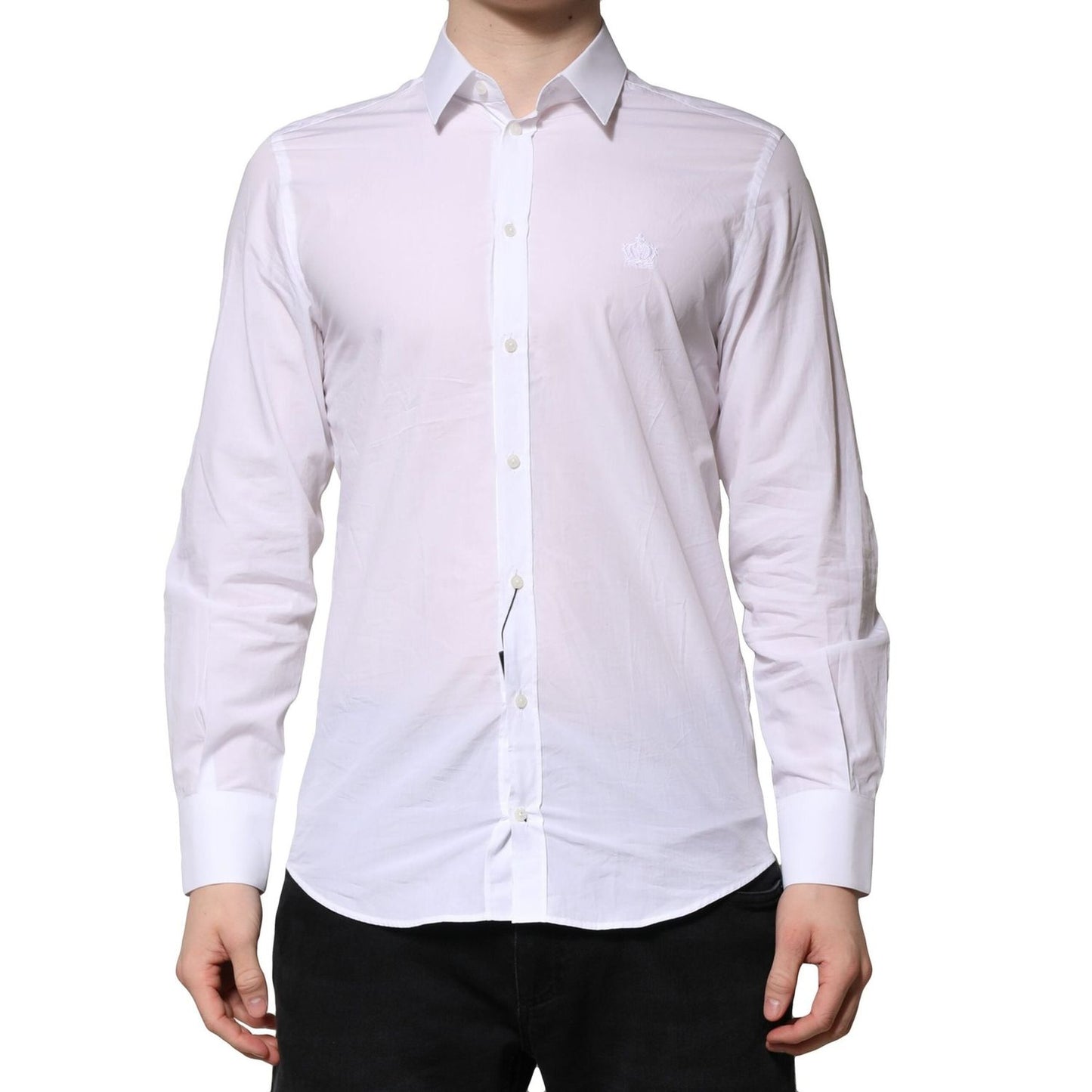 Dolce & Gabbana White MARTINI Long Sleeves Men Formal Shirt