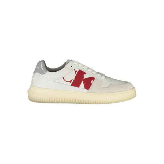 Calvin Klein Sleek White Lace-Up Sneakers with Contrast Details