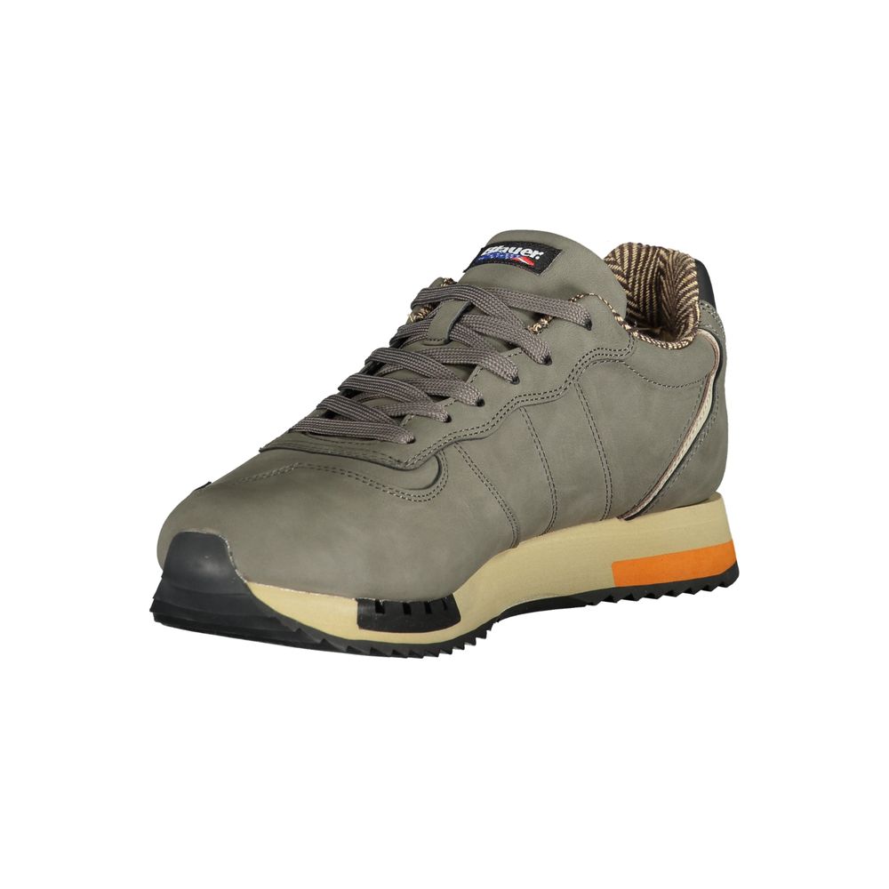 Blauer Gray Polyethylene Men Sneaker with dynamic laces and Blauer logo, showcasing style and comfort.