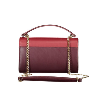 Mario Valentino Red Polyethylene Women Handbag with chain strap, featuring elegant design and secure zip closure.