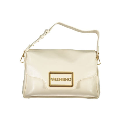 Mario Valentino Beige Polyethylene Women Handbag with detachable handle and adjustable strap