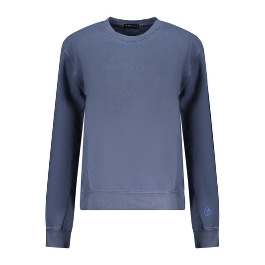 North Sails Blue Cotton Women Sweater with embossed logo, crew neck style, showcasing casual chic and comfort.