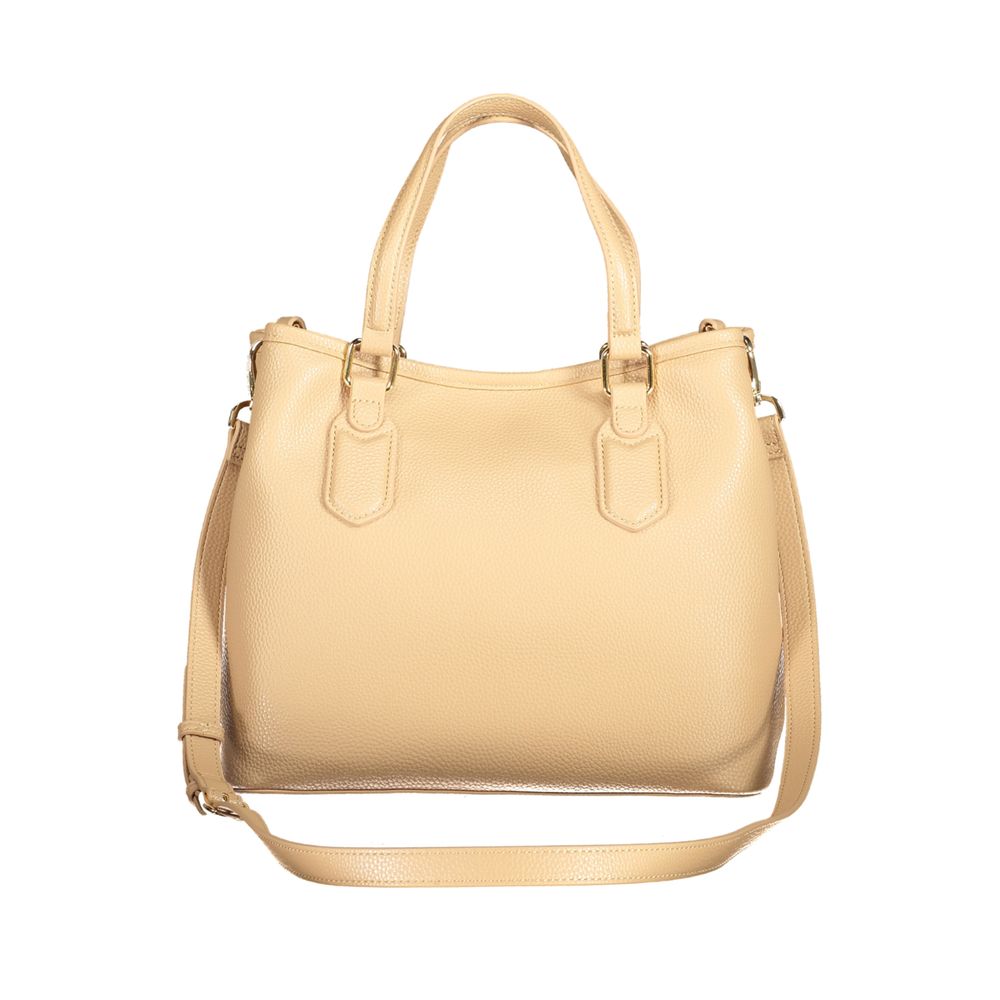 Mario Valentino Beige Polyethylene Women Handbag with shoulder strap and two handles.