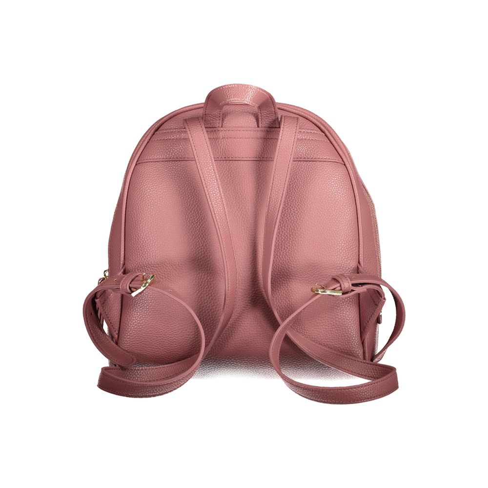 Back view of Mario Valentino Pink Polyethylene Backpack with adjustable shoulder straps and external pocket.
