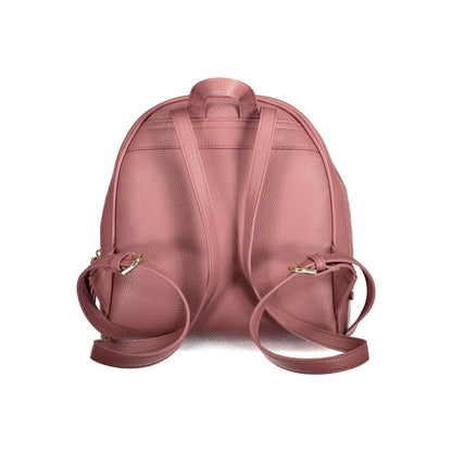 Back view of Mario Valentino Pink Polyethylene Backpack with adjustable shoulder straps and external pocket.