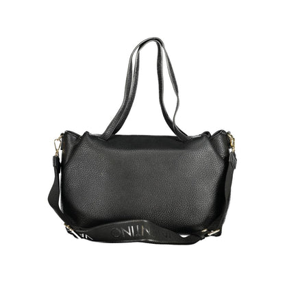 Mario Valentino Black Polyethylene Women Handbag with dual shoulder handles and adjustable strap