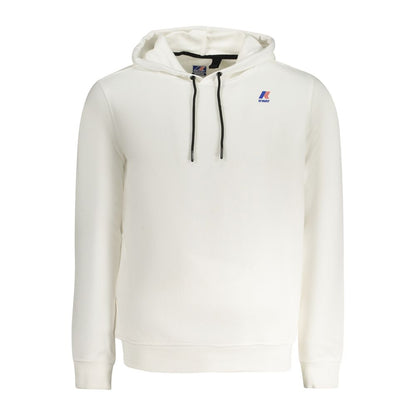 K-WAY White Cotton Men Sweater with hood and logo, showcasing style and comfort with pockets and a statement print.