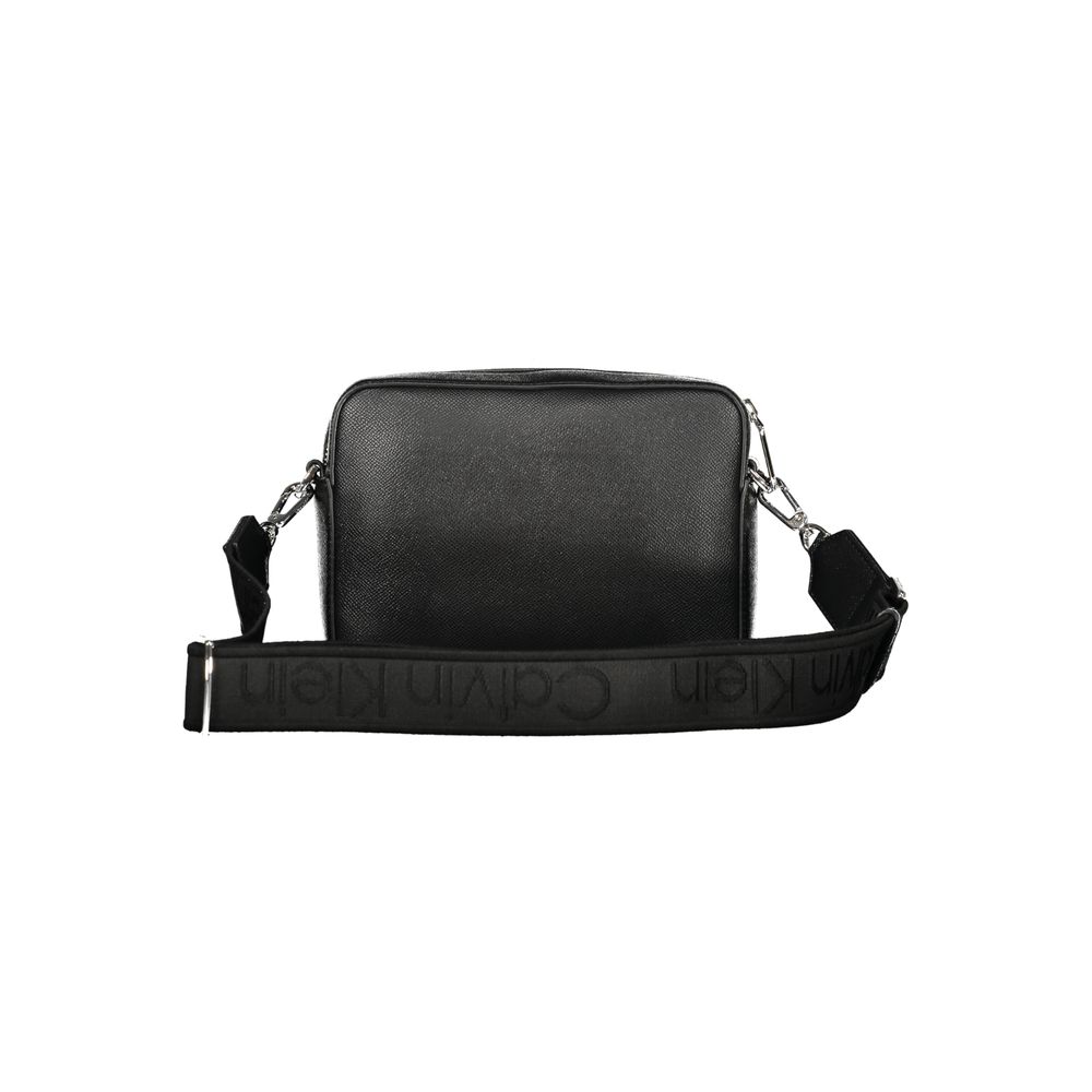 Calvin Klein Black Polyethylene Women Handbag with logo-emblazoned strap, featuring an adjustable removable strap for versatile styling.