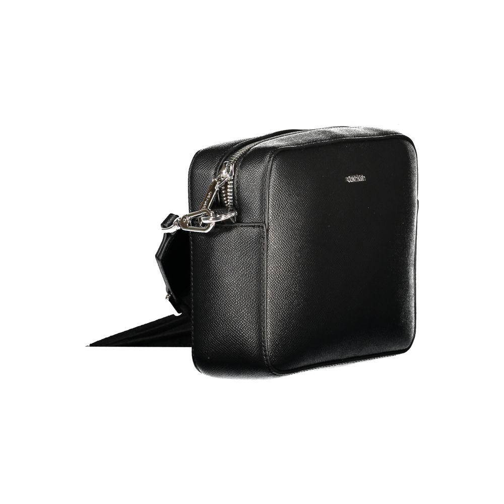 Calvin Klein Black Polyethylene Women Handbag with adjustable strap and zip closure, showcasing elegant design and functionality.