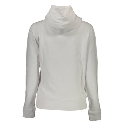 Tommy Hilfiger White Cotton Women Sweater, back view of chic hoodie with logo embroidery from Turkey, casual luxury style.