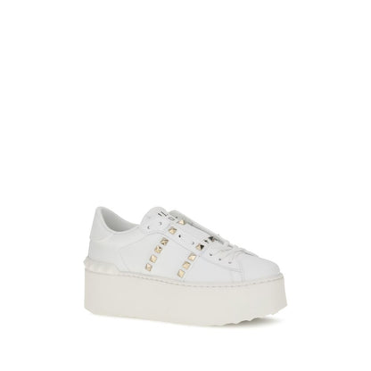 Valentino Garavani White Calf Leather Bos Taurus Platform Sneakers