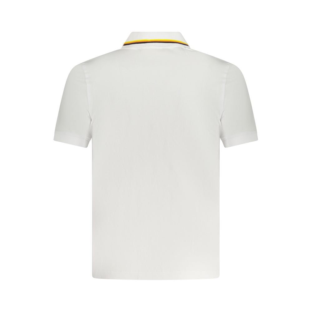 K-WAY White Cotton Polo Shirt, short sleeve, 2 buttons, contrasting details, logo application, back view