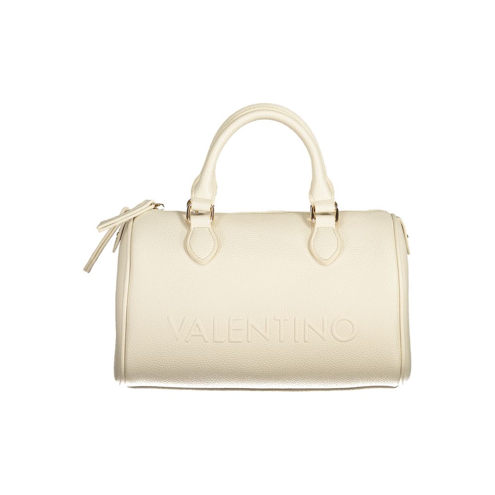 Mario Valentino Beige Polyethylene Women Handbag with elegant handles and secure zip closure, combining style with functionality.