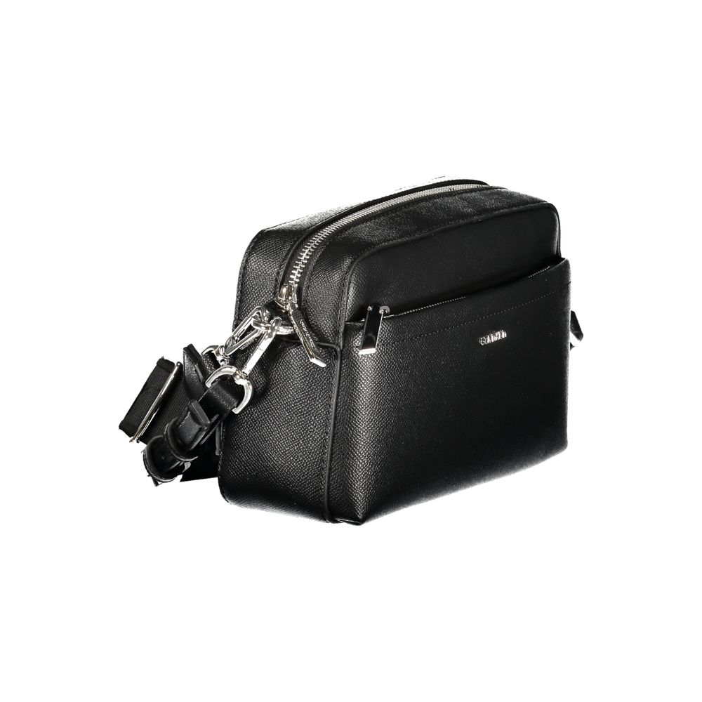 Calvin Klein Black Polyethylene Women Handbag with adjustable strap and zip closure, showcasing modern elegance and functionality.
