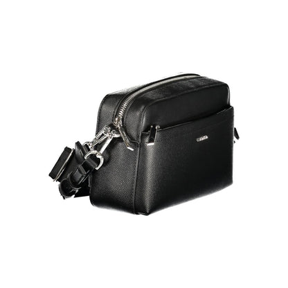 Calvin Klein Black Polyethylene Women Handbag with adjustable strap and zip closure, showcasing modern elegance and functionality.