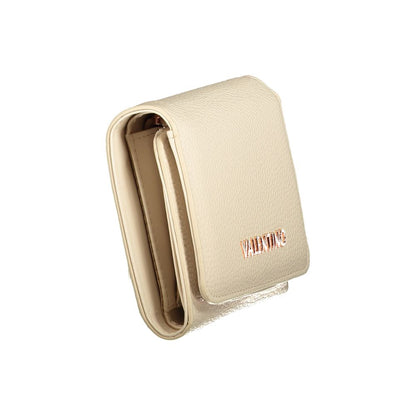 Mario Valentino Beige Polyethylene Wallet with logo, triple compartment, card spaces, and zip closure.