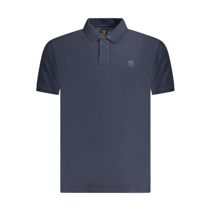 Timberland Blue Cotton Polo Shirt, short sleeve with regular fit, featuring 2 buttons and logo embroidery.