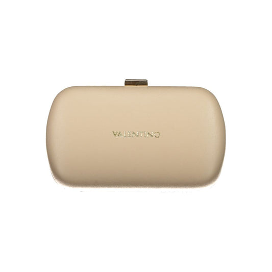 Mario Valentino Beige Polyethylene Women Handbag with gold logo and snap closure, showcasing elegant design and craftsmanship.