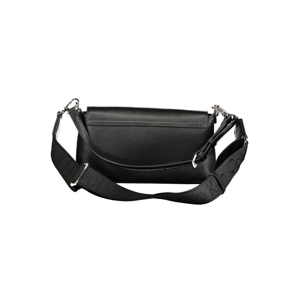 Calvin Klein Black Polyethylene Women Handbag with shoulder and adjustable straps, perfect for daytime or evening elegance.