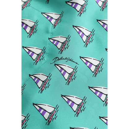 Dolce & Gabbana Green Printed Short Sleeves Casual Shirt