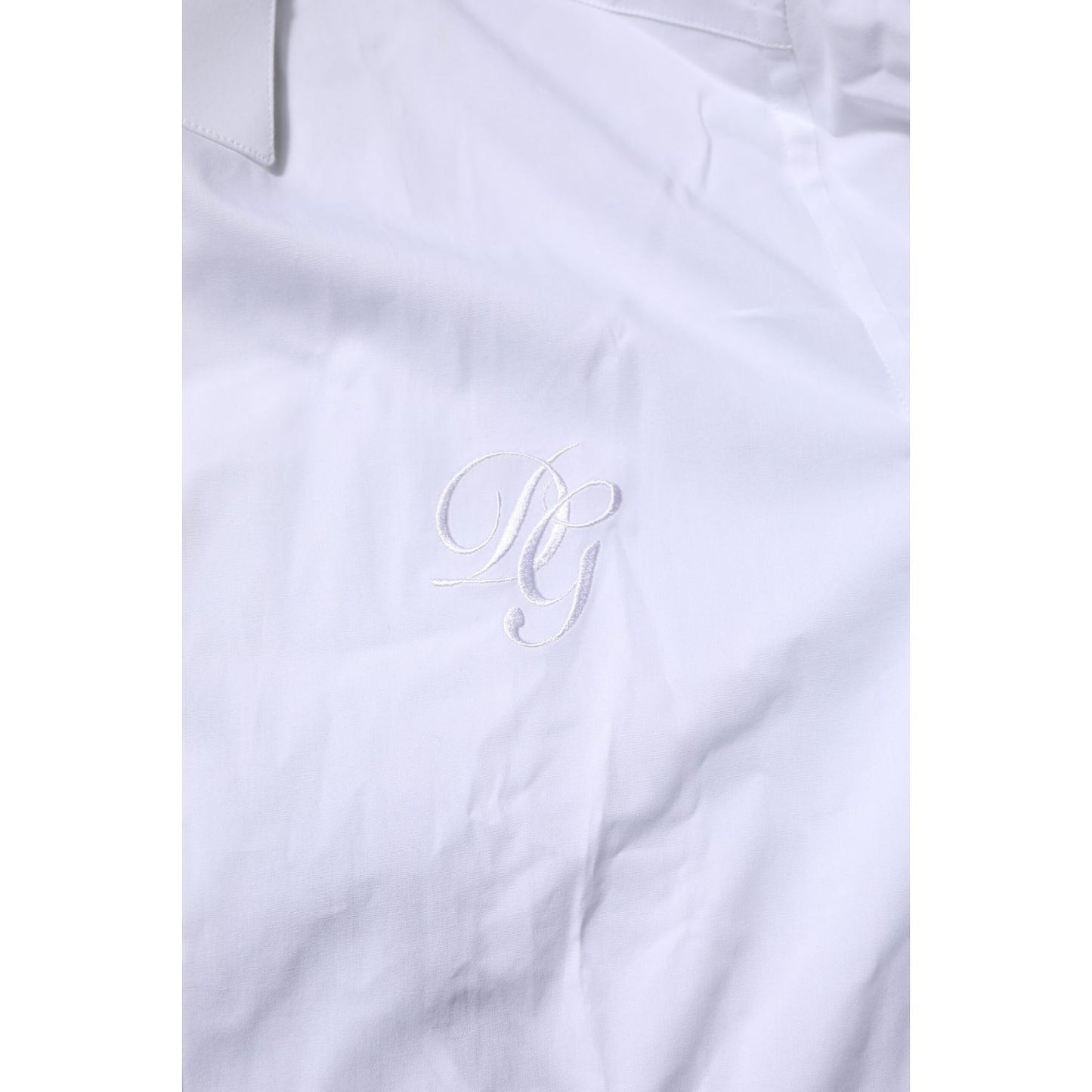 Dolce & Gabbana White Long Sleeves Dress GOLD Formal Shirt