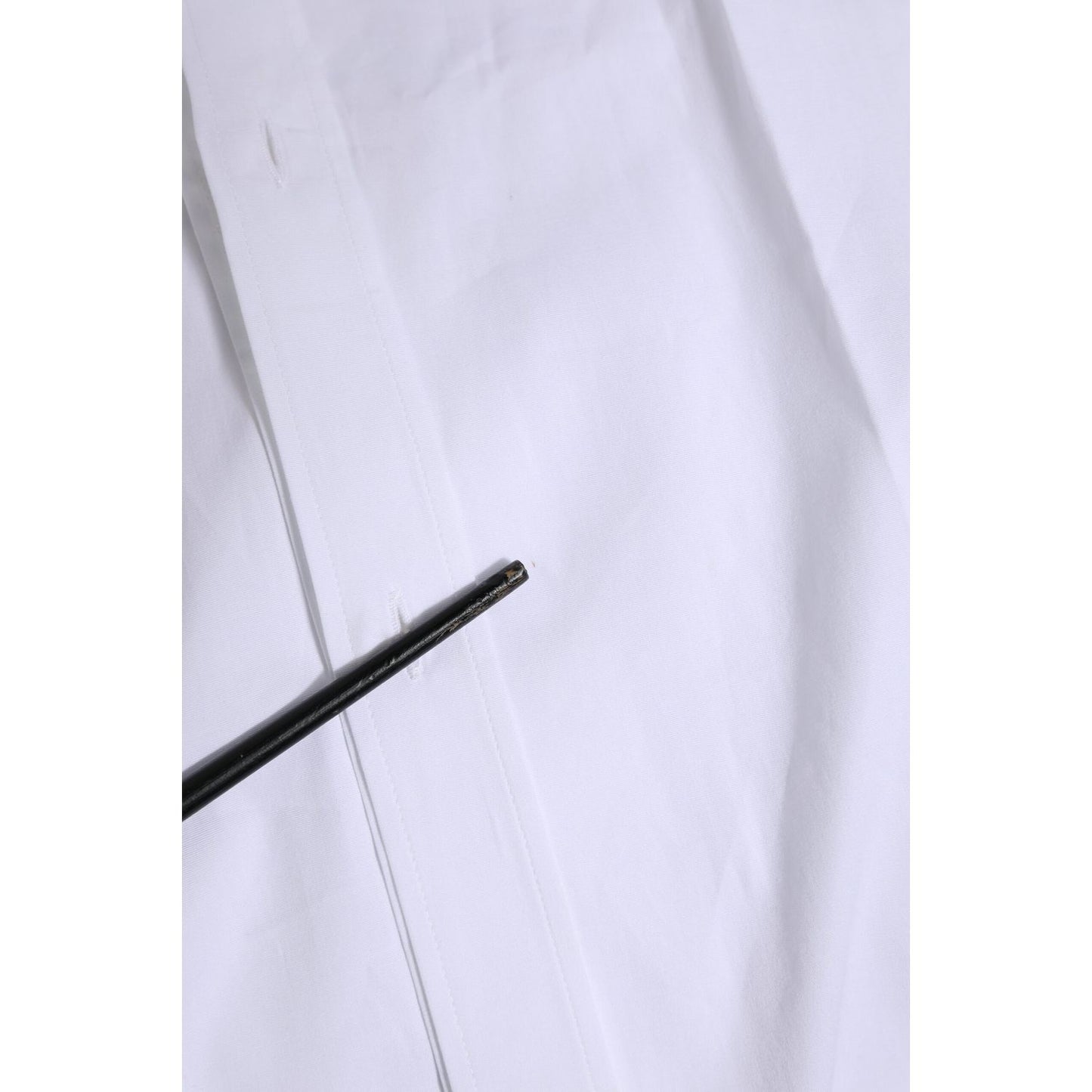 Dolce & Gabbana White Long Sleeves Dress GOLD Formal Shirt