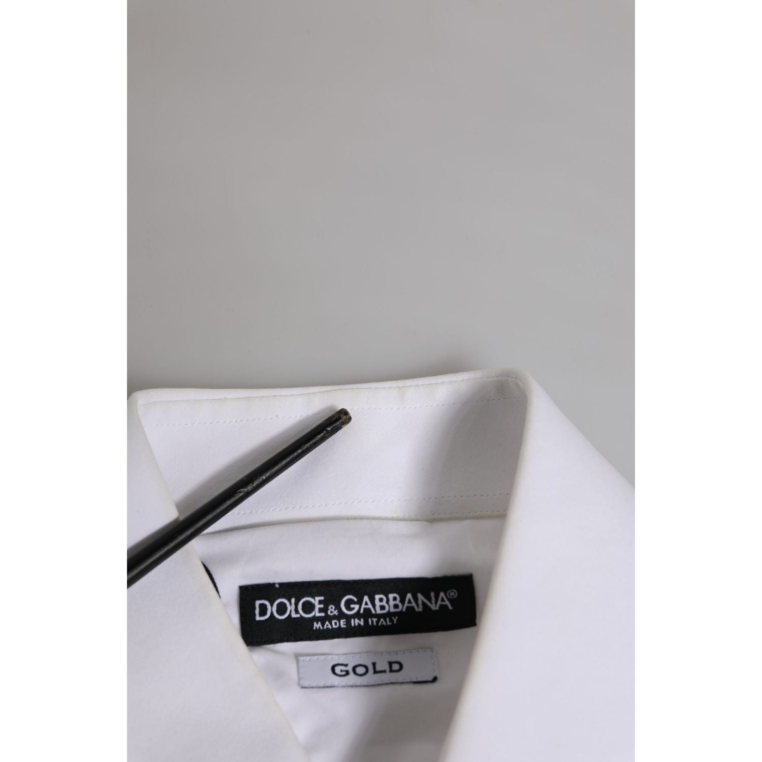 Dolce & Gabbana White Cotton GOLD Long Sleeves Formal Shirt