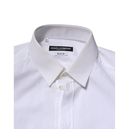 Dolce & Gabbana White Cotton GOLD Long Sleeves Formal Shirt