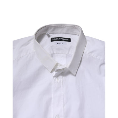 Dolce & Gabbana White Cotton GOLD Long Sleeves Formal Shirt