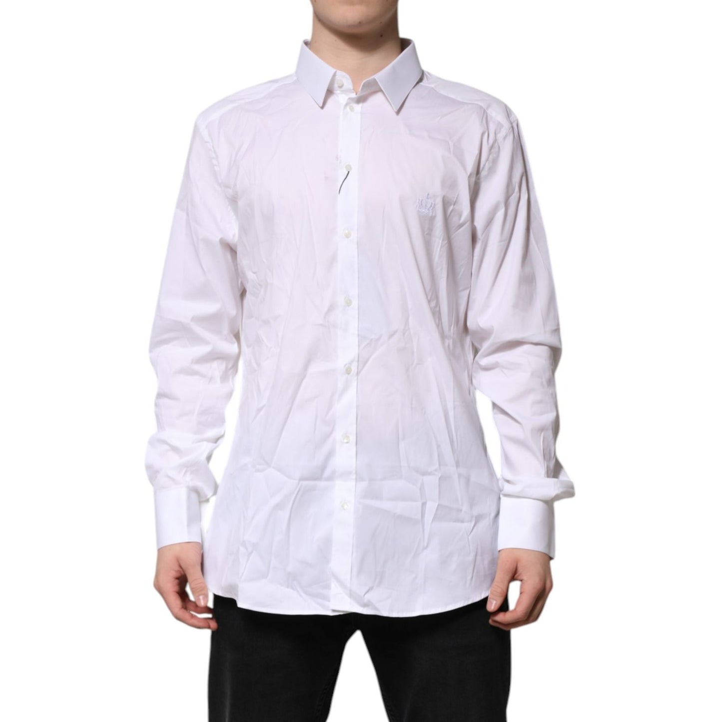 Dolce & Gabbana White Cotton GOLD Long Sleeves Formal Shirt