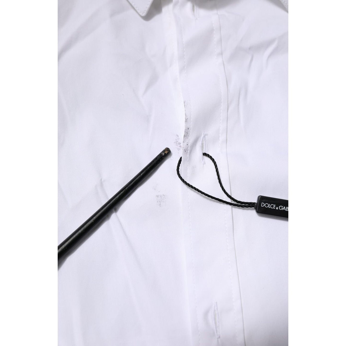 Dolce & Gabbana White Cotton GOLD Long Sleeves Formal Shirt