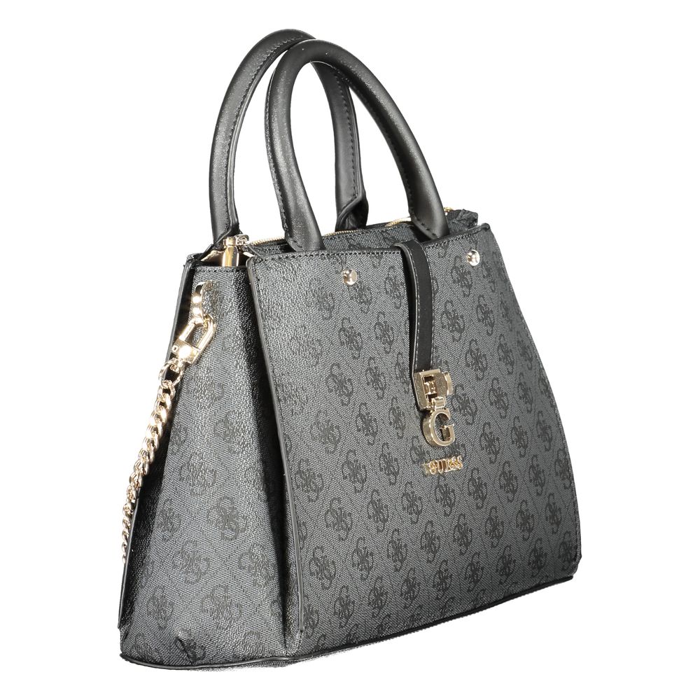 Guess Jeans Brown Polyethylene Women Handbag with chain and dual handles for a chic look.
