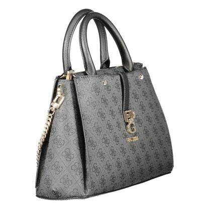 Guess Jeans Brown Polyethylene Women Handbag with chain and dual handles for a chic look.