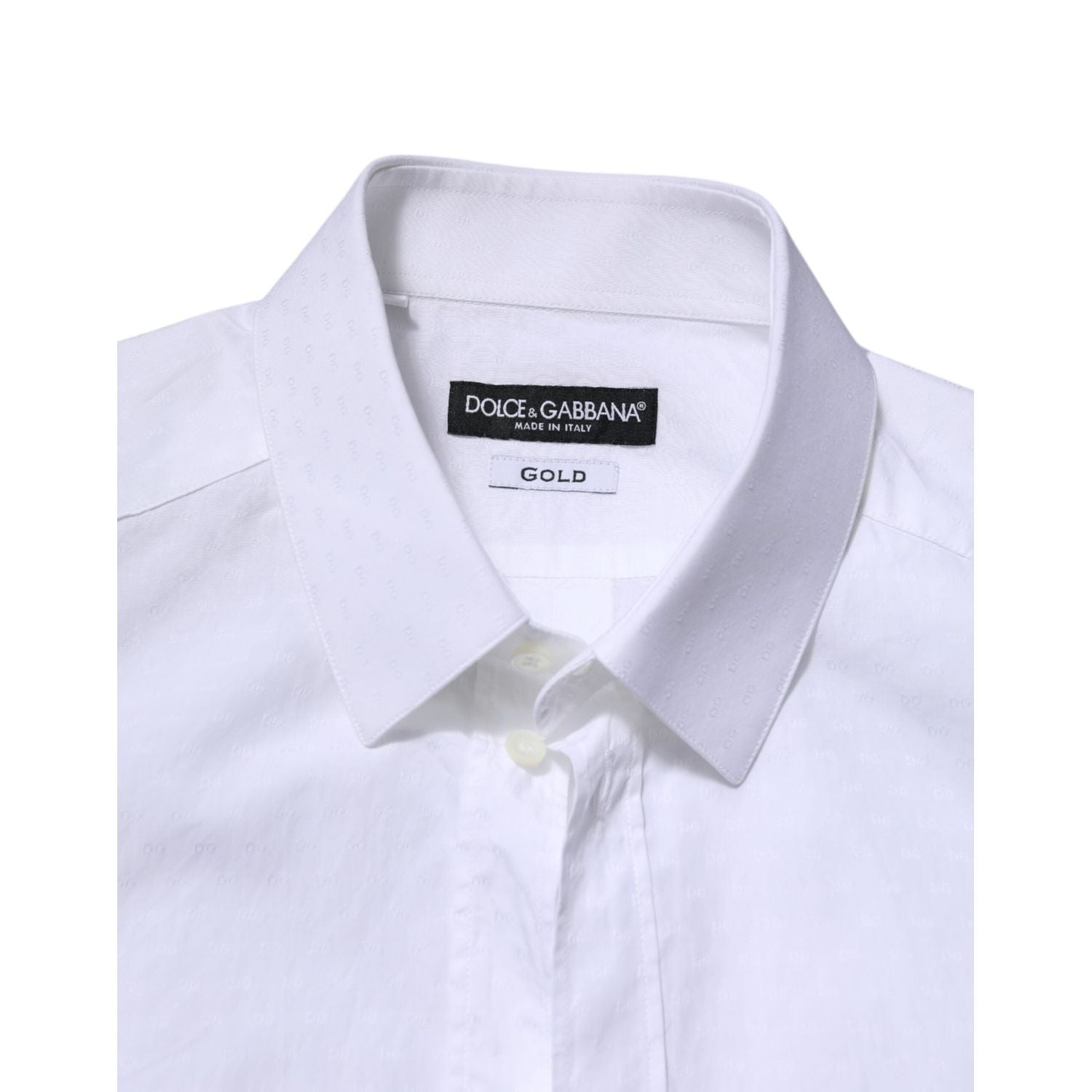 Dolce & Gabbana White GOLD Long Sleeve Dress Men Formal Shirt