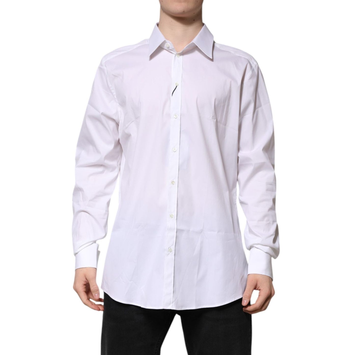 Dolce & Gabbana White GOLD Long Sleeve Dress Men Formal Shirt TSH906882-43