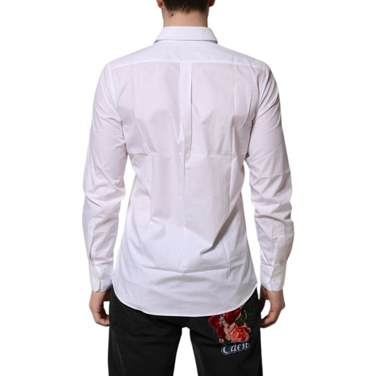 Dolce & Gabbana White Cotton Long Sleeves Dress Formal Shirt TSH906893-37