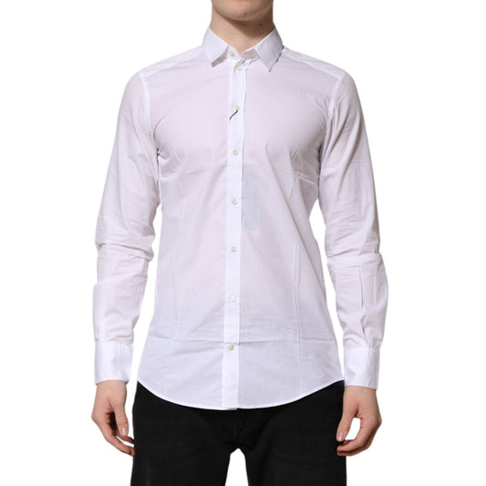 Dolce & Gabbana White Cotton Long Sleeves Dress Formal Shirt TSH906893-37