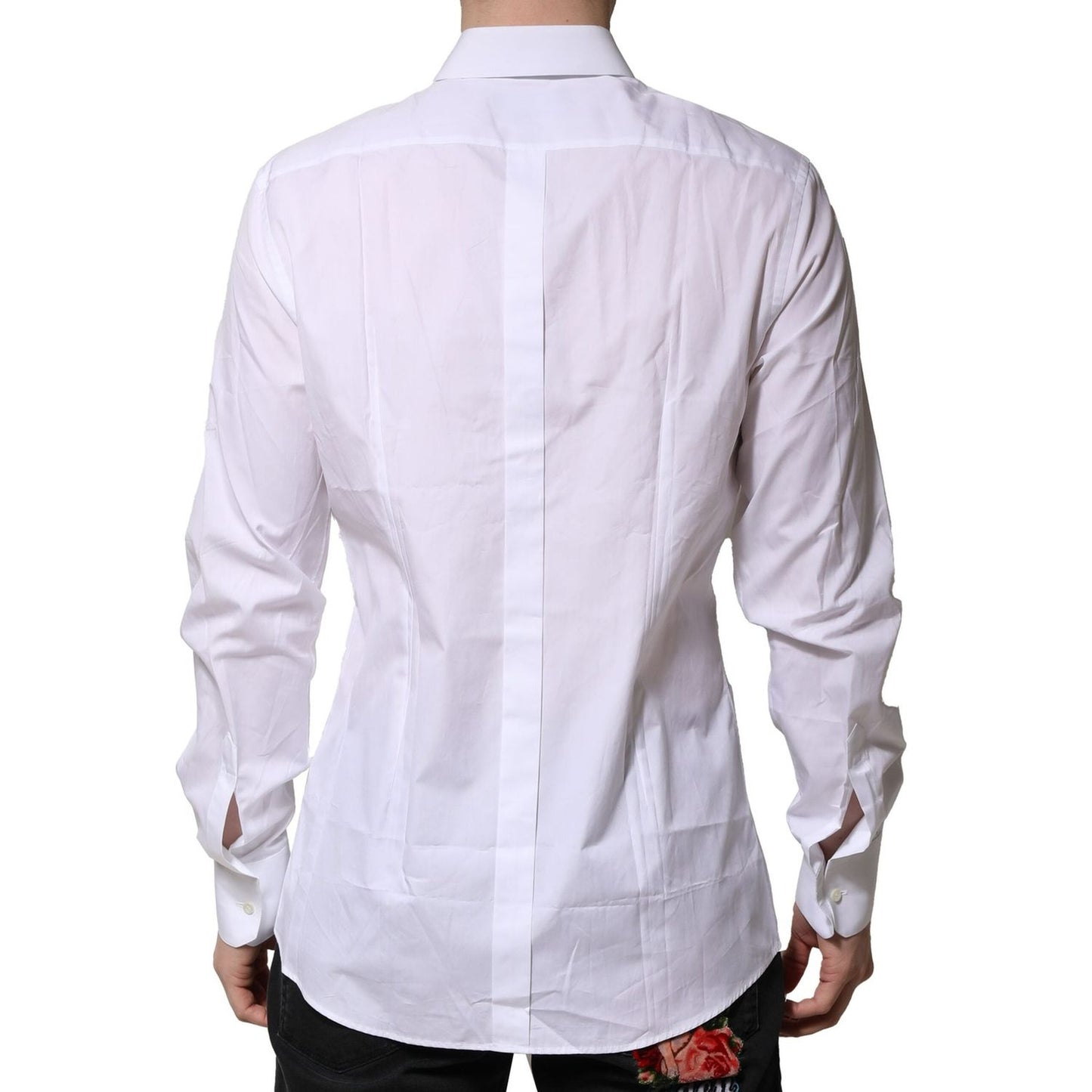 Dolce & Gabbana White Cotton Long Sleeves GOLD Formal Shirt TSH906894-37