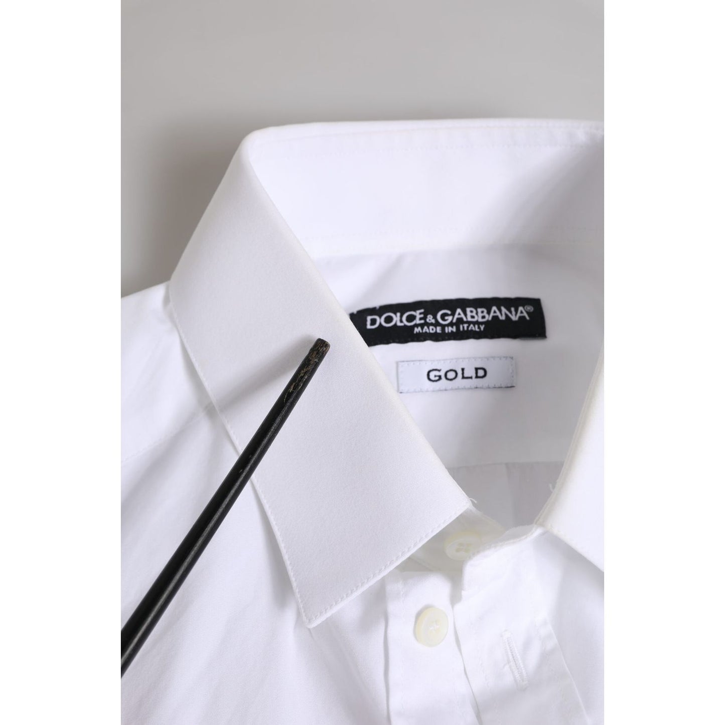 Dolce & Gabbana White Cotton Long Sleeves GOLD Formal Shirt TSH906894-37