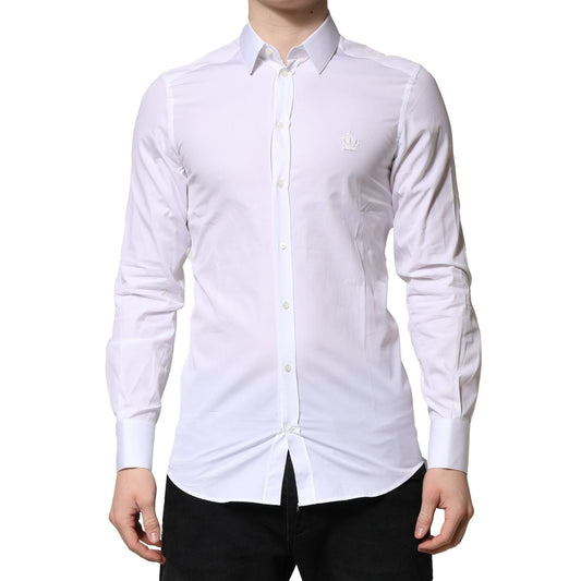 Dolce & Gabbana White GOLD Cotton Long Sleeves Men Formal Shirt TSH906897-41
