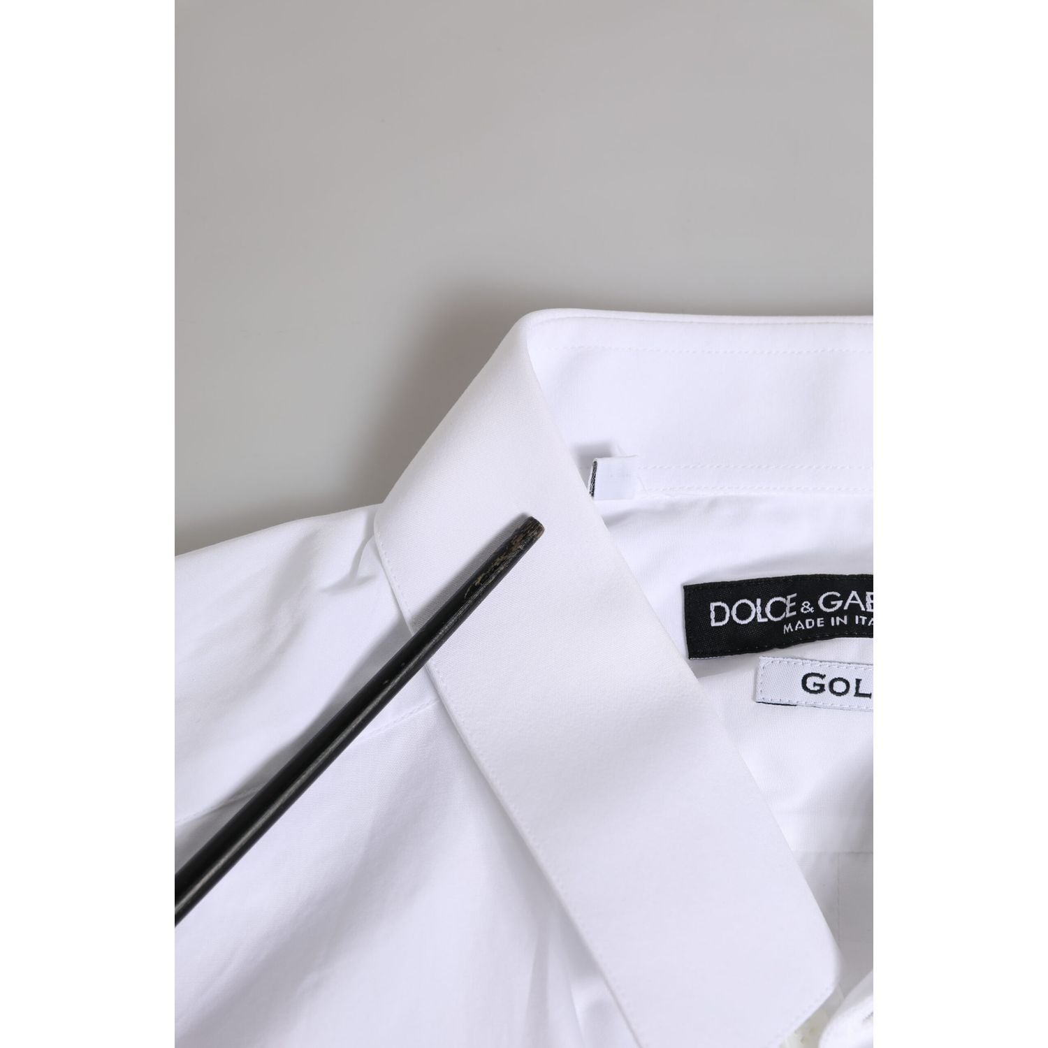 Dolce & Gabbana White GOLD Cotton Long Sleeves Men Formal Shirt