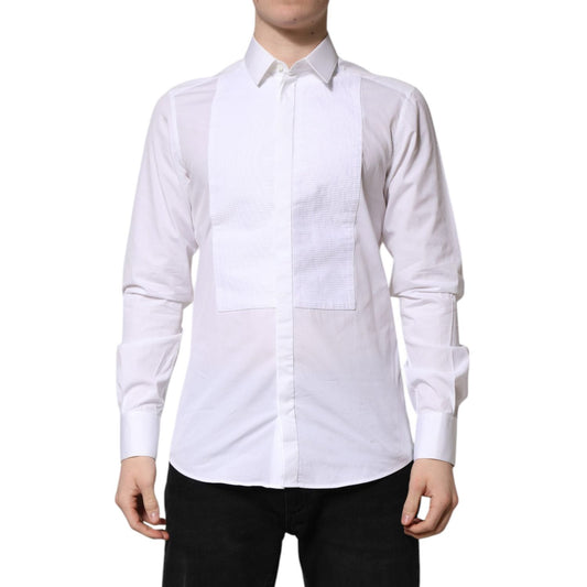 Dolce & Gabbana White GOLD Cotton Bib Dress Formal Shirt TSH906900-40
